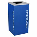 Ex-Cell Kaiser 24 Gallon Square Recycling Receptacle with Recyclables Decal, Royal Texture EX122795